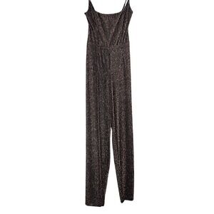 Trixxi Romper Black Gold Shimmer Jumpsuit Pantsuit Christmas Cocktail Size M NWT
